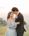 Houston Gown Antique Blue - With Detachable Balloon Sleeves and Silver Lining