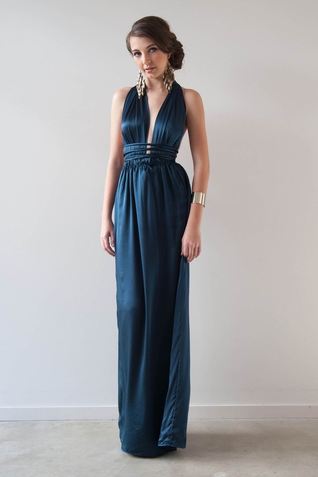 Milla Maxi in Silk (Petrol) | Sale