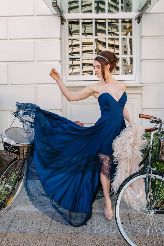 Strapless Navy Dress | Sale