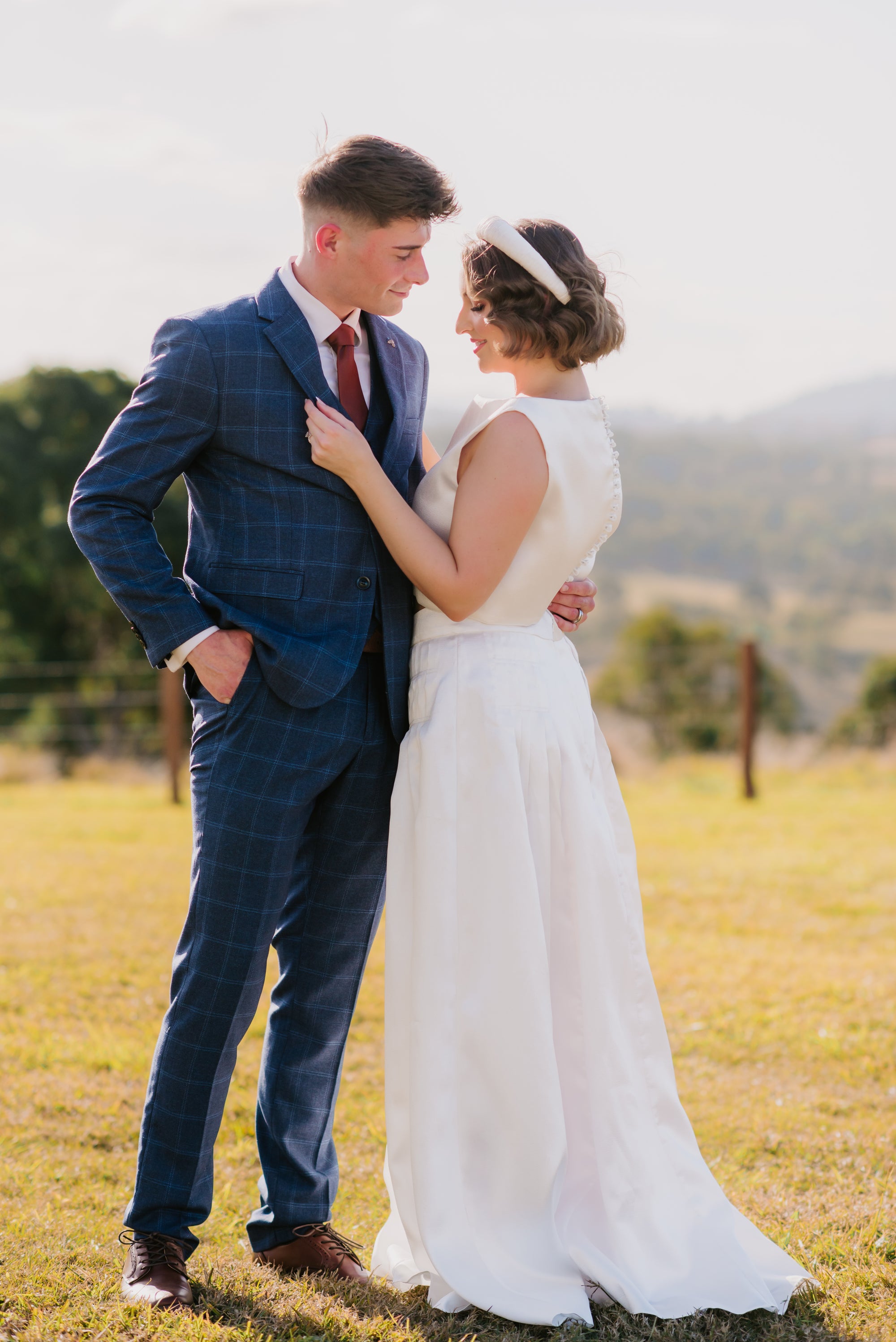 Custom Made To Order Checked Blue Suit