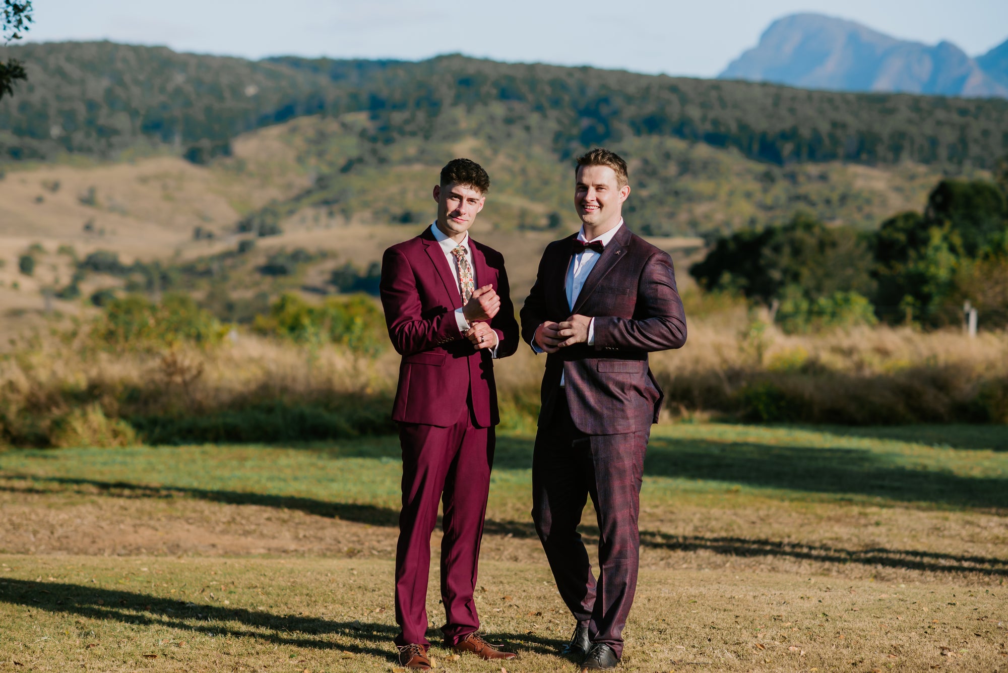 Custom Made To Order Checked Maroon Suit