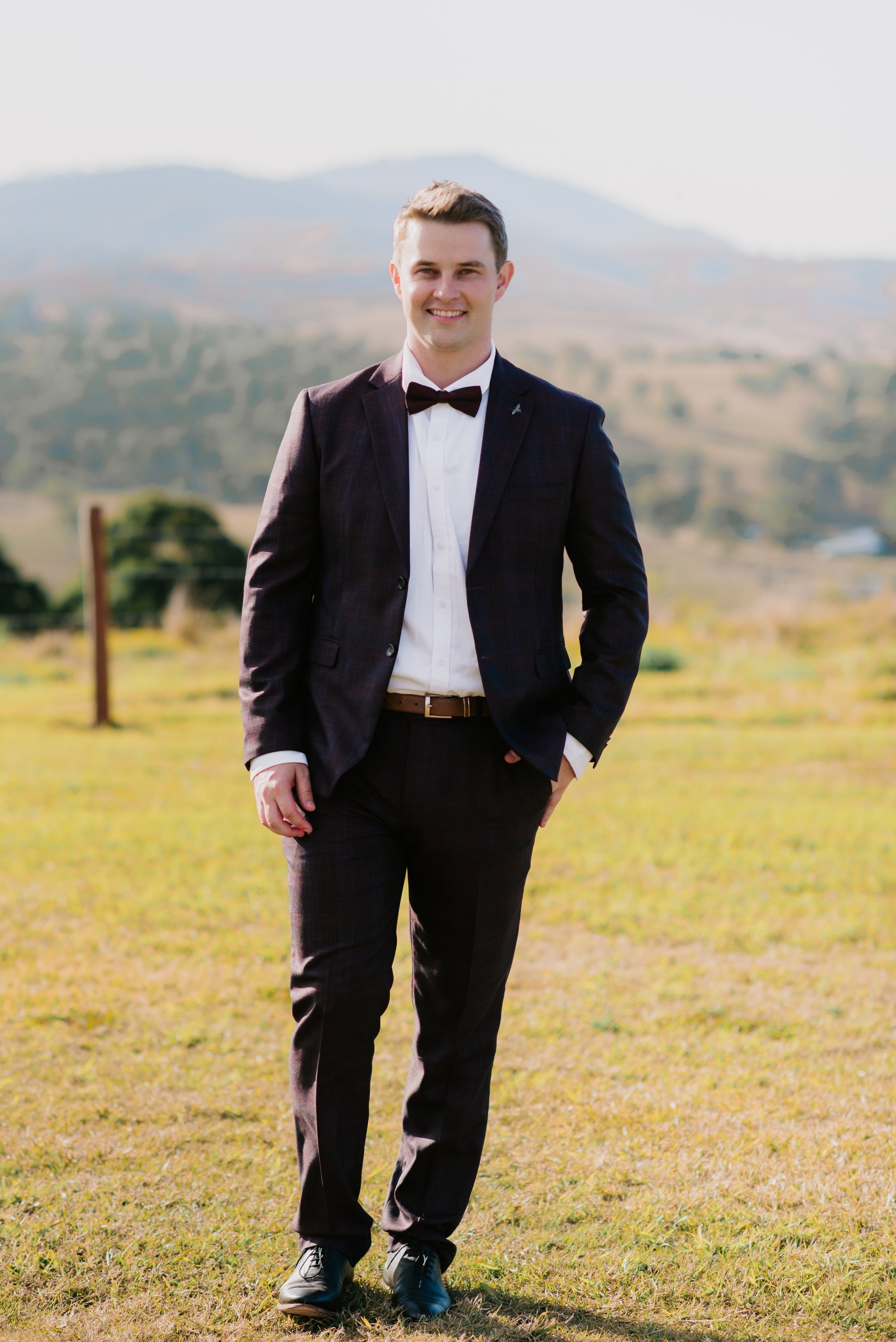 Custom Made To Order Checked Maroon Suit