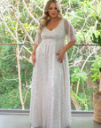 Estella Gown Silver - with Milky Lining