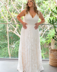 Gemma Gown (sleeveless) with Milky Off White Underlay