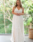 Gemma Gown (sleeveless) with Milky Off White Underlay