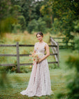 Houston Gown White - Sleeveless and Mocha Lining