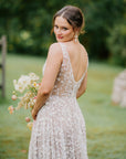 Houston Gown White - Sleeveless and Mocha Lining
