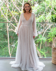 Halo Gown (White Sequins) - No Underlay | Sample