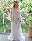 Halo Gown (White Sequins) - No Underlay | Sample
