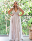 Juliana Gown Silver - Sleeveless with Light Blush Lining