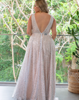 Juliana Gown Silver - Sleeveless with Light Blush Lining