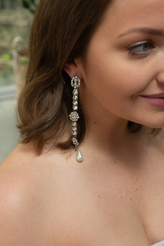 Long Pearl Art Deco Earrings