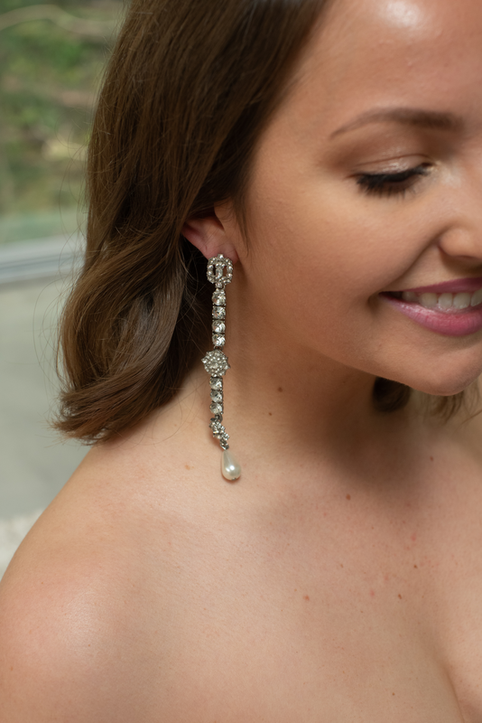 Long Pearl Art Deco Earrings