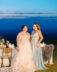 Houston Gown Antique Blue - Sleeveless and Silver Lining