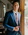 Patterned Tie - Navy and Orange Floral
