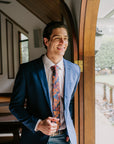 Patterned Tie - Navy and Orange Floral