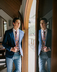 Patterned Tie - Navy and Orange Floral