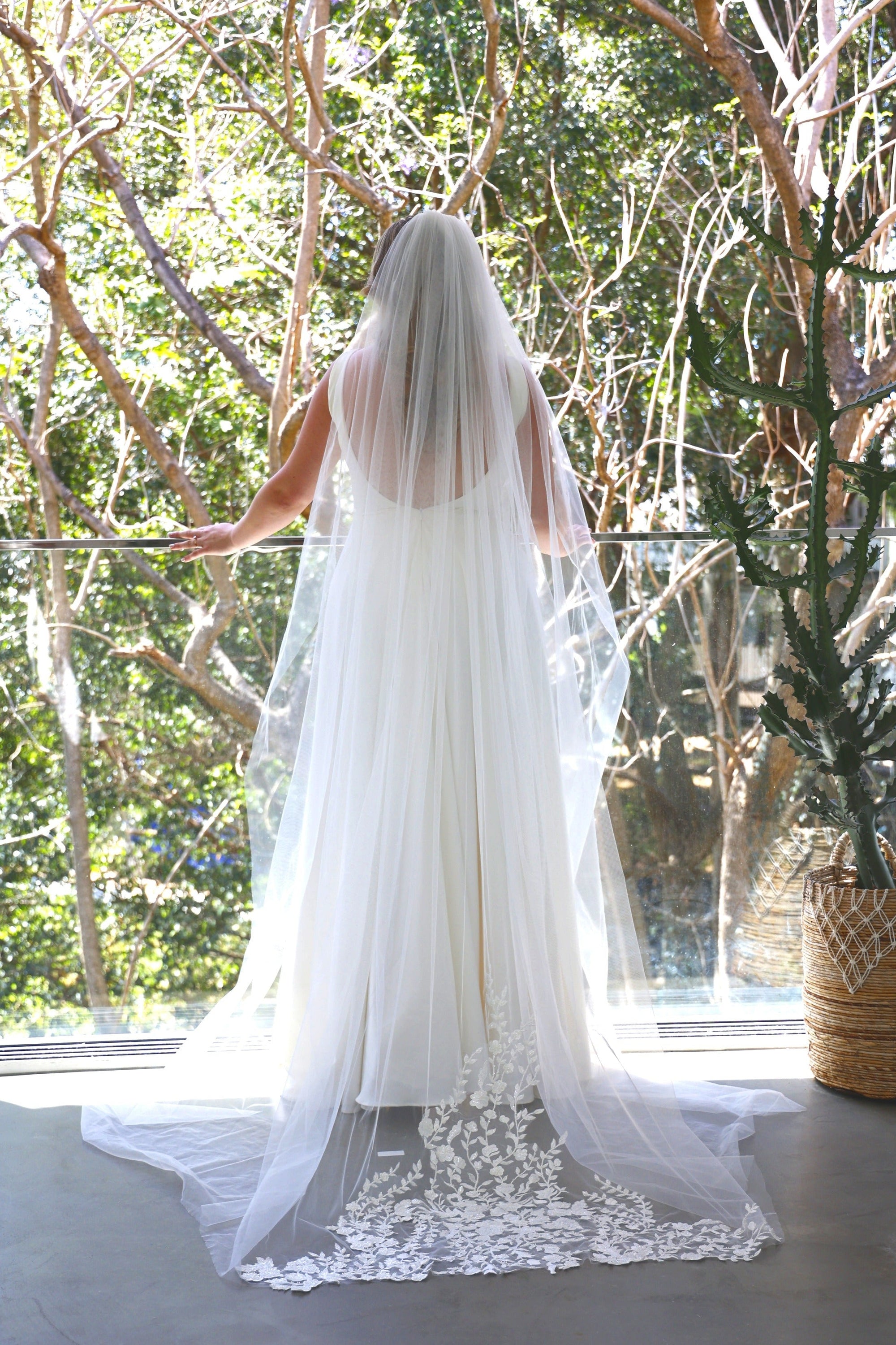 Sheer floral veil