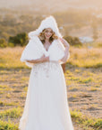 Elka Hooded Fur Cape Off White