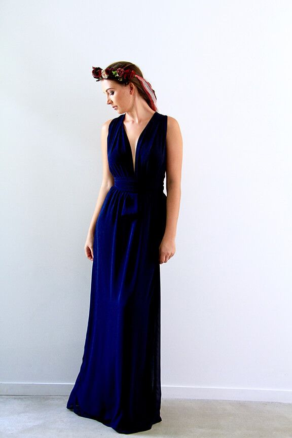 Milla Maxi in Chiffon (Navy) | Sale