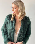 Lizzie Beth Fur Jacket - Forest Green Sample