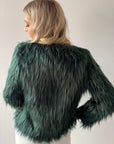 Lizzie Beth Fur Jacket - Forest Green Sample