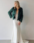 Lizzie Beth Fur Jacket - Forest Green Sample