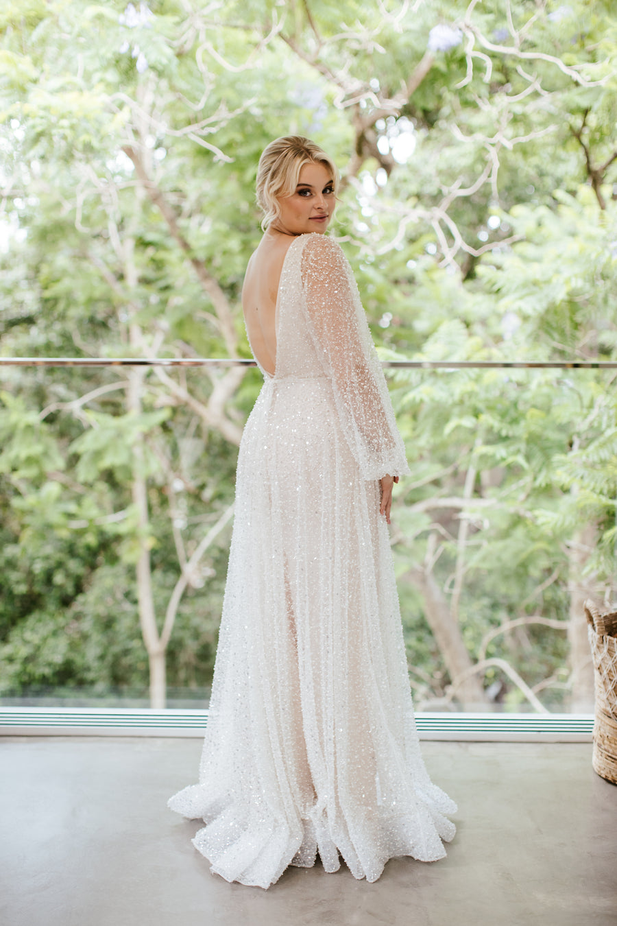 Halo Gown with Blush Underlay