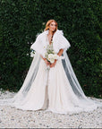 Lizzie Beth Fur Poncho - White