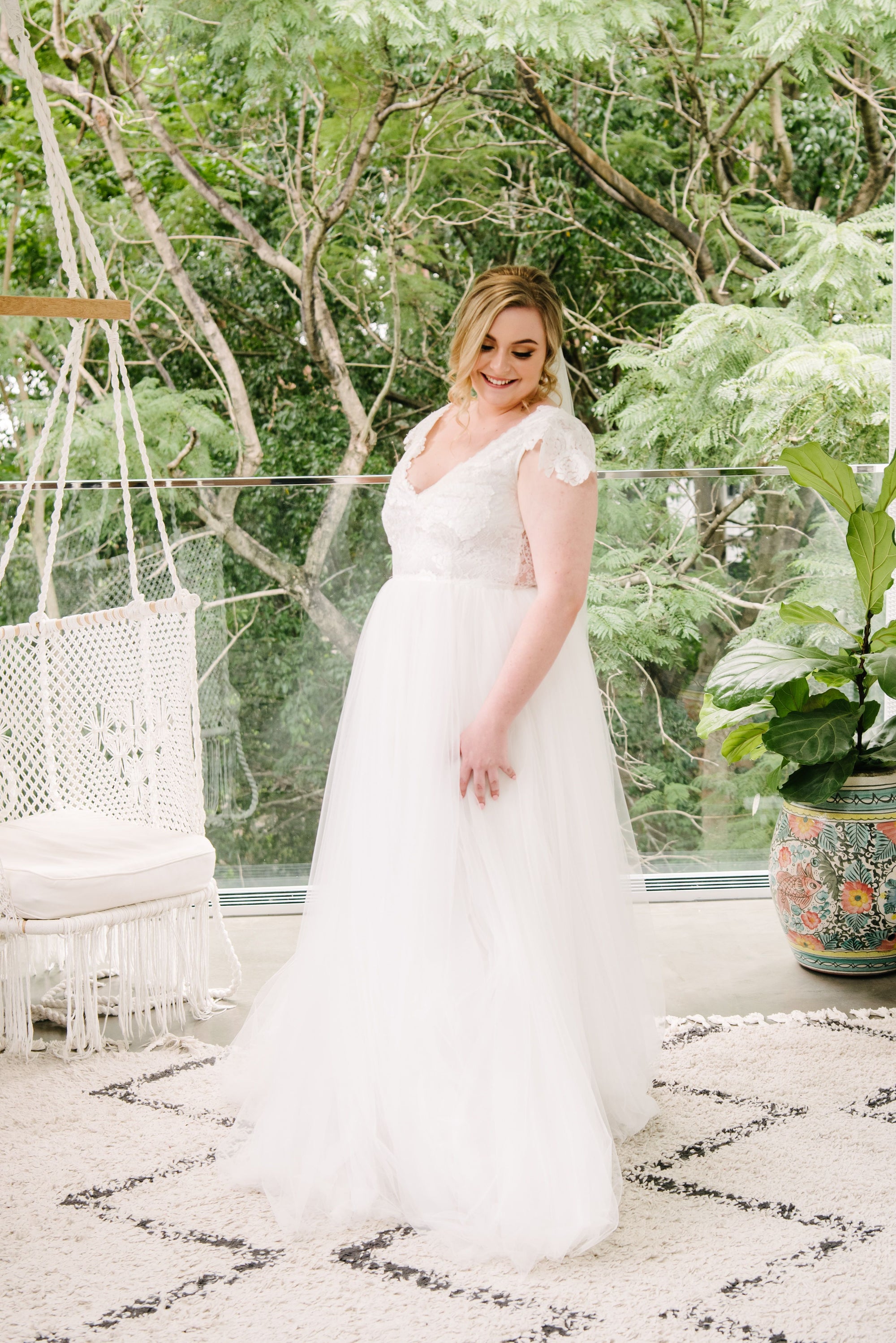 Nikita Gown with Lace on skirt | sample