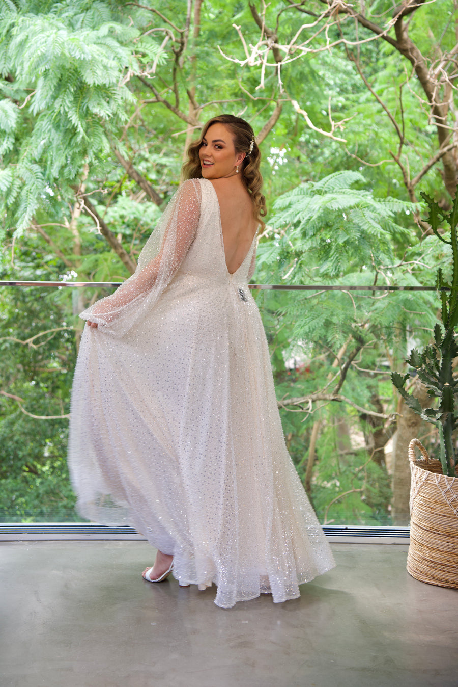Halo Gown with Off White Underlay