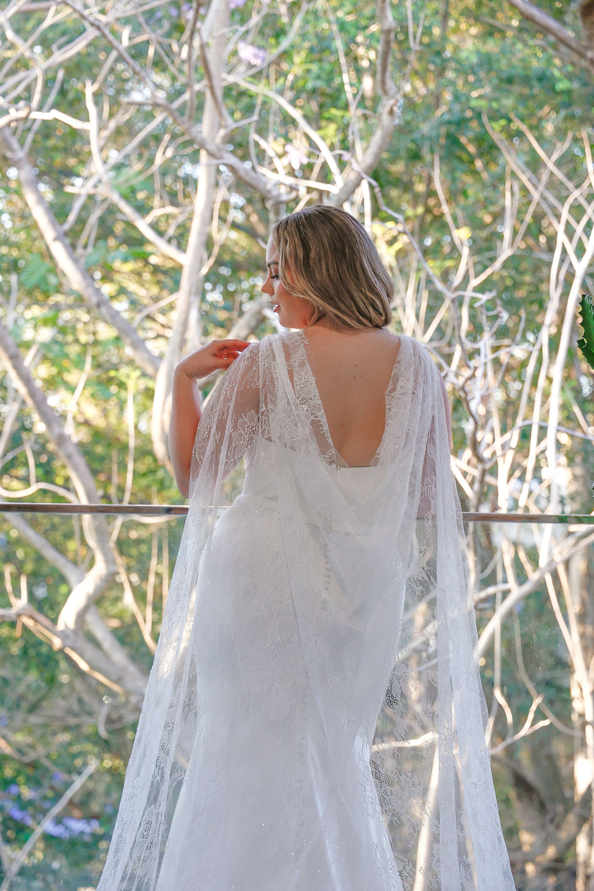 Khloe Gown with Lace Cape