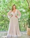 Halo Gown with Light Blush Underlay