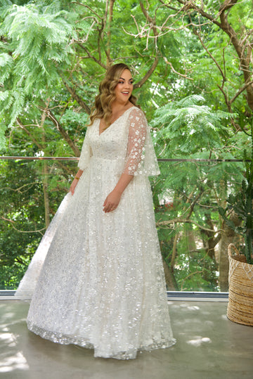 Houston Gown with Off White Underlay