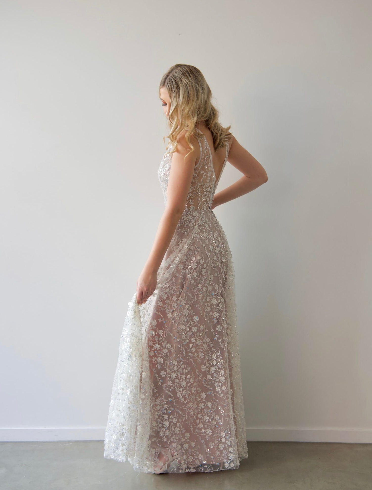 Houston Gown Silver - Blush