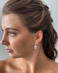 Ingrid Diamond Leaf Earrings - Rose Gold