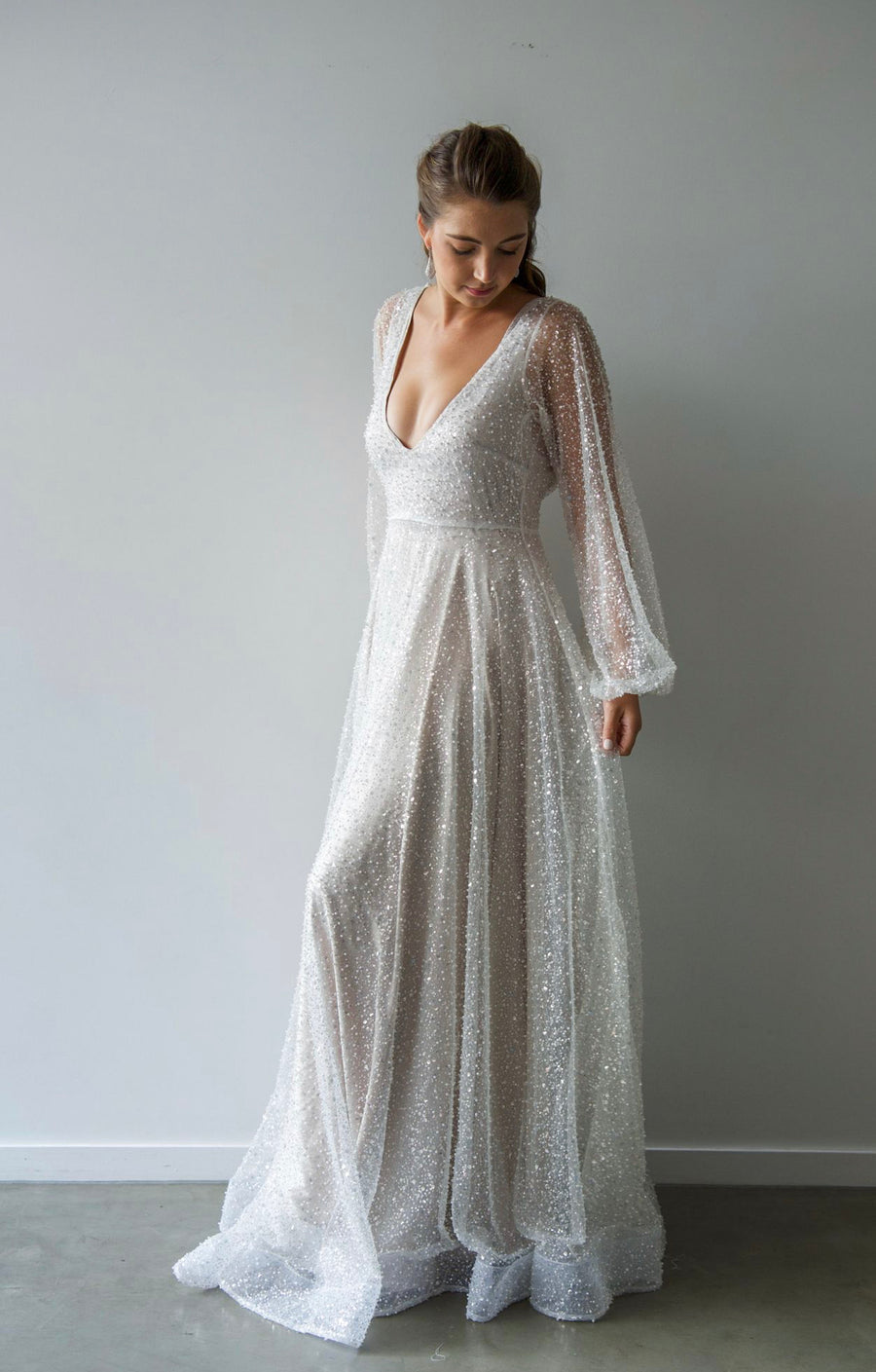 Halo Gown with Oyster underlay