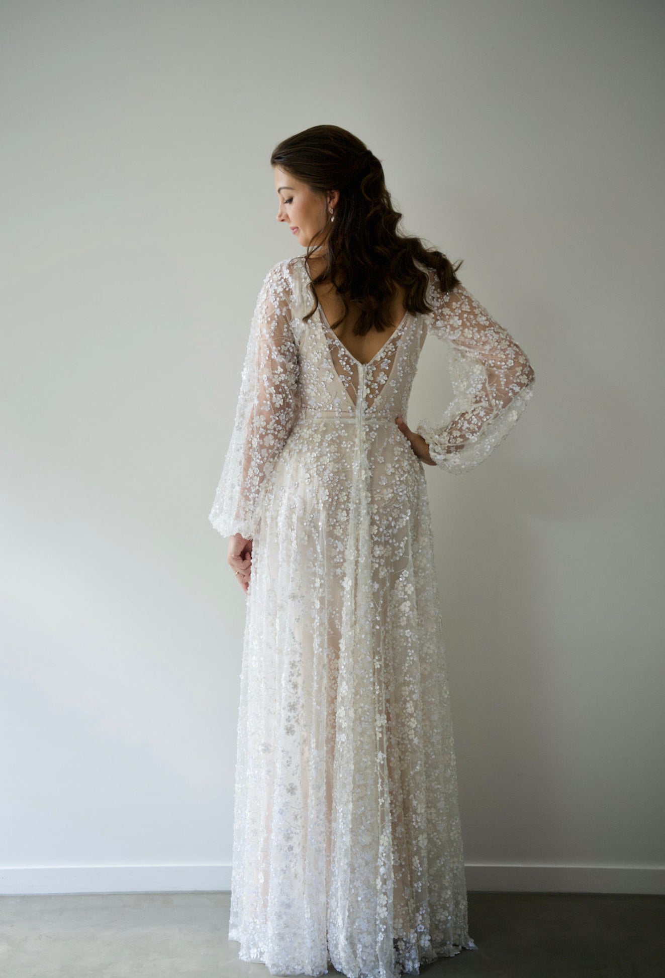 Houston Gown with Long Sleeves - Blush