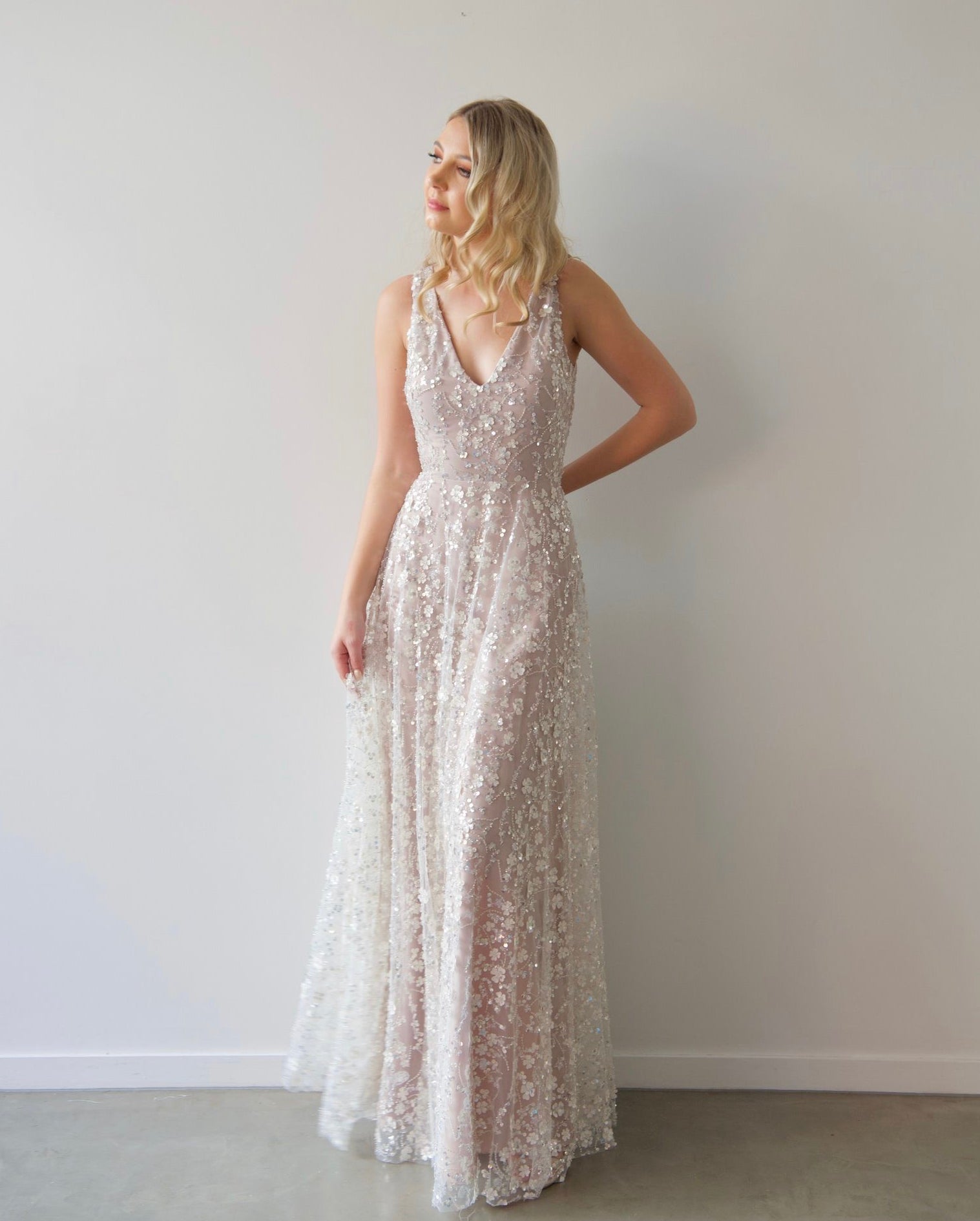 Houston Gown Silver - Blush