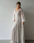 Houston Gown With Long Sleeves and Oyster Underlay