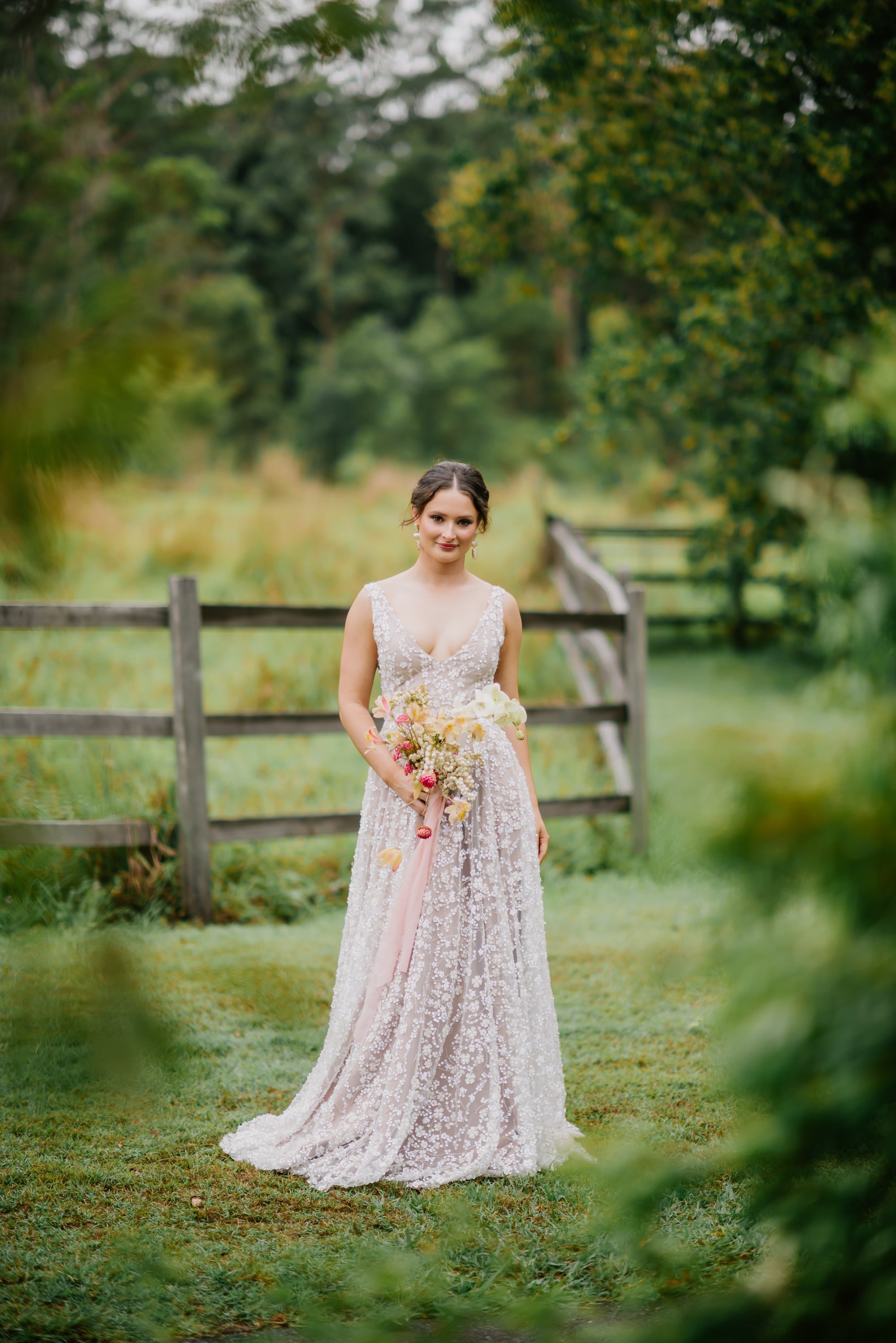 Houston Gown White - Sleeveless and Mocha Lining