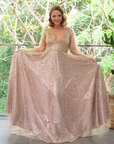 Halo Gown - Gold with Mocha Underlay
