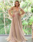Halo Gown - Gold with Mocha Underlay