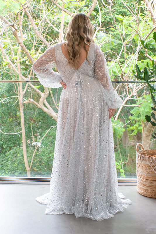 Halo Gown (Silver) - No Underlay | Sample