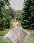 Juliana Gown Silver - Sleeveless Oyster Lining