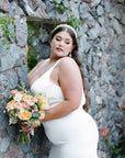 Khloe Gown with Lace Cape