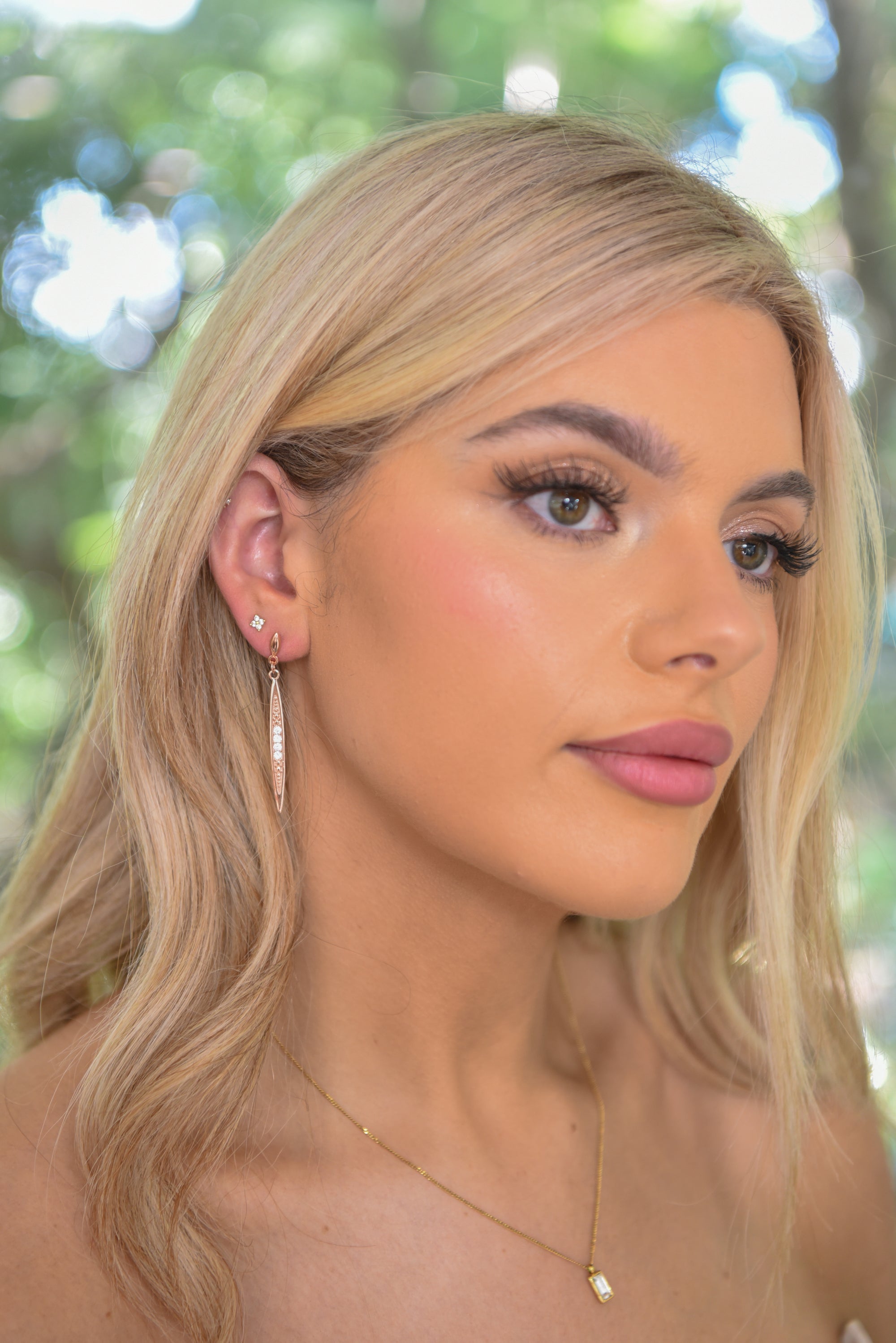 Lilliana Leaf Drop Earrings - Rose Gold