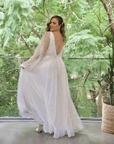 Halo Gown with Milky Off White Underlay