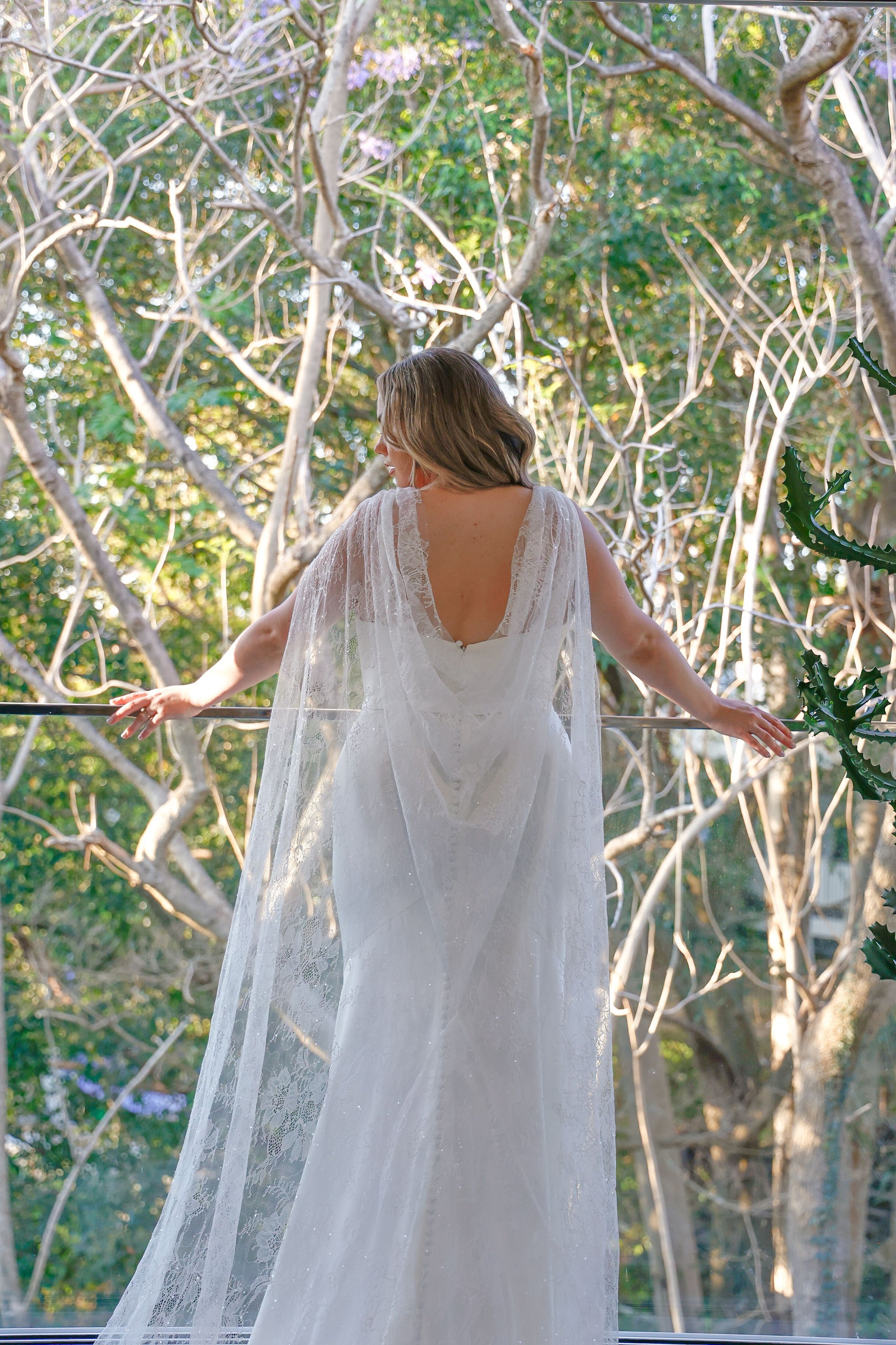 Khloe Gown with Lace Cape