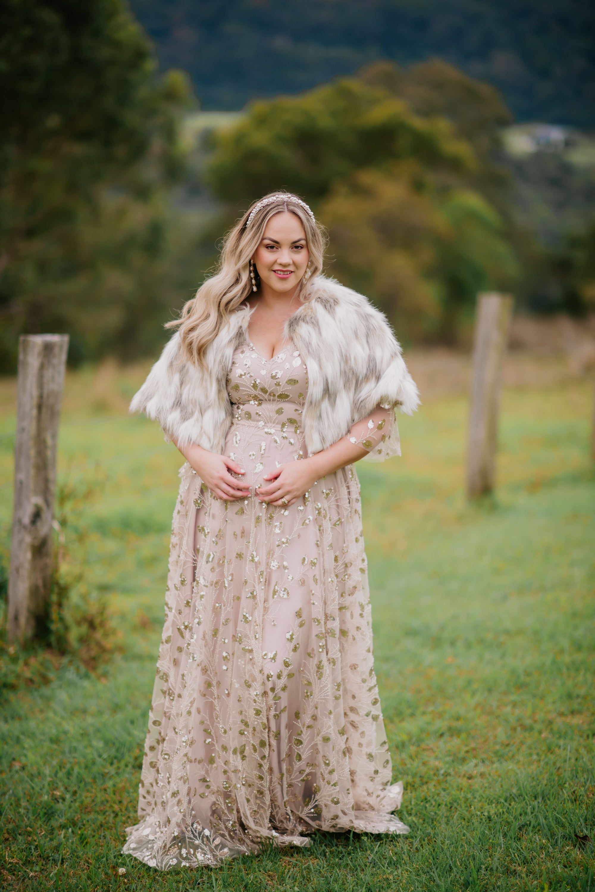 Lizzie-Beth Fur Poncho (no collar) - Neutrals